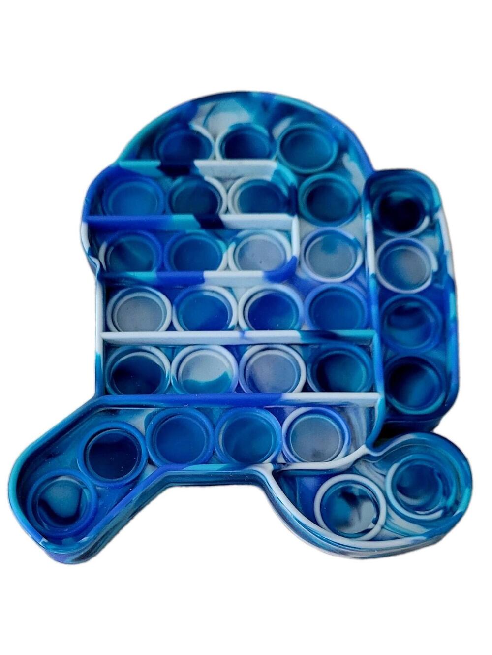 Camo Blue Crewmates Are Among Us Silicone Fidget Bubble Popper Sensory Toy